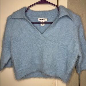 William Rast Soft Sky Blue Knit Cropped Sweater Size Medium